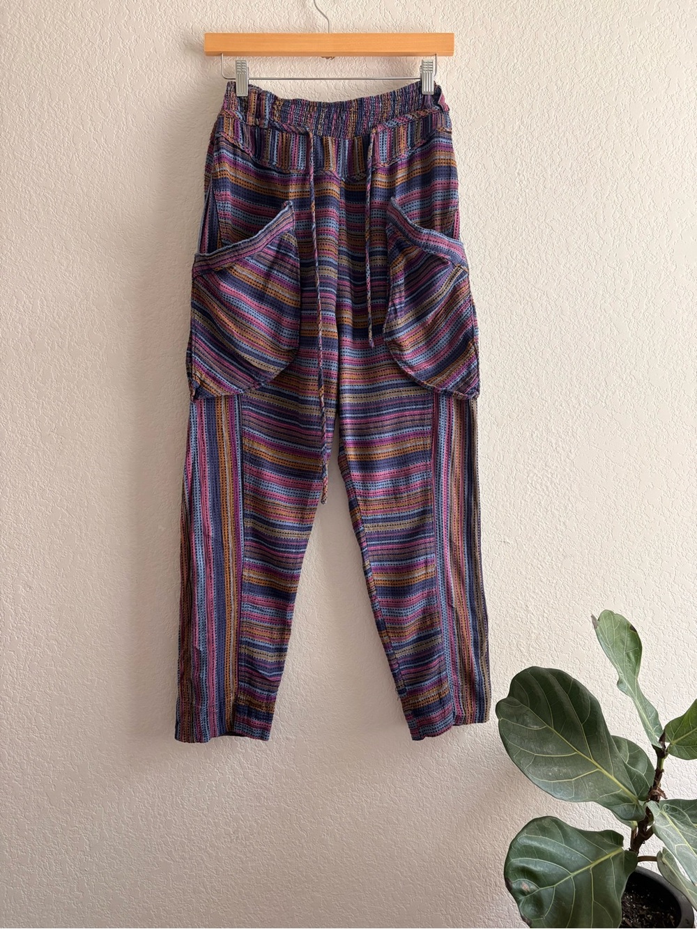 Free People Sweet Escape High Waist
Harem Woven Striped Pants Pouch Pockets S